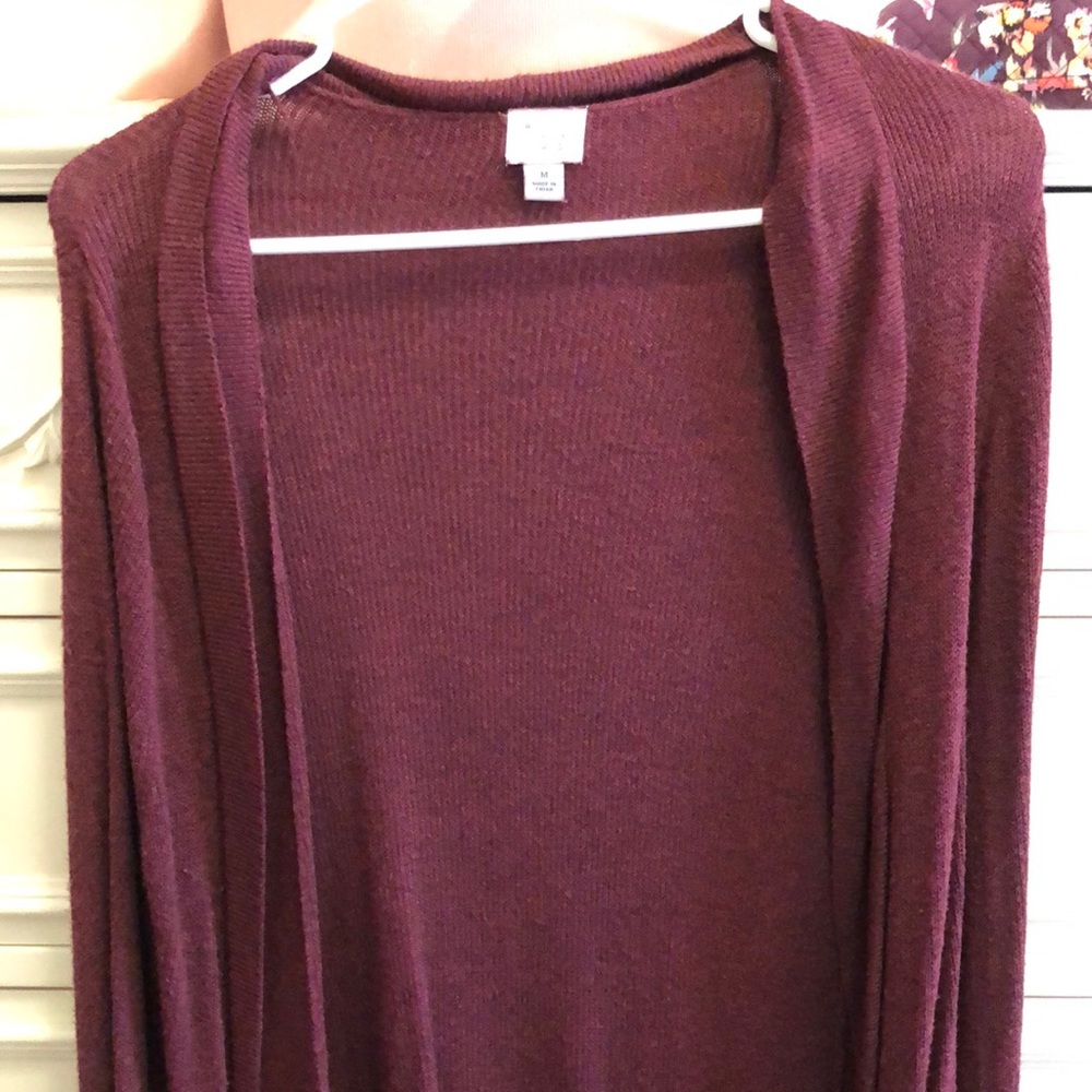 Long maroon cardigan